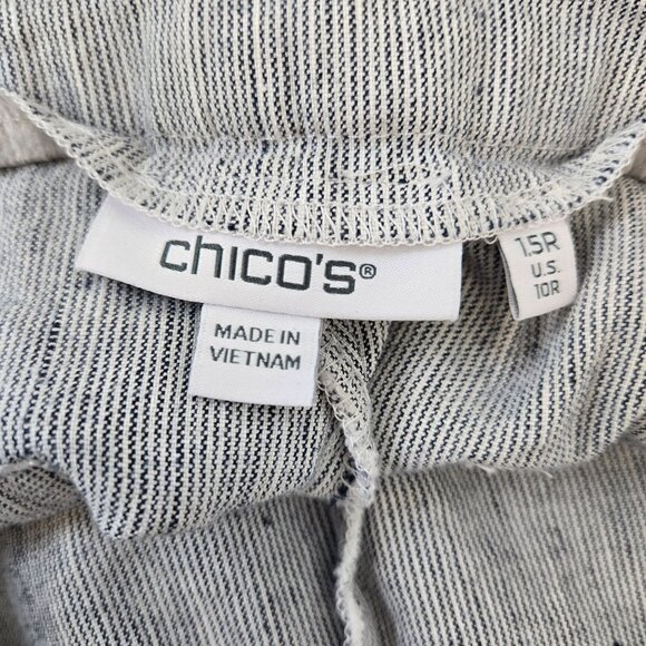 Chico's Linen Blend Striped Wide Leg Pants Size Chico's 1.5/Medium - Picture 3 of 6